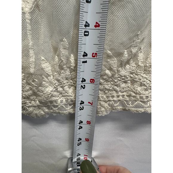 Promesa Boho Lace Maxi Skirt | Sheer Layered Cream Mesh Ethereal Fairycore - Picture 7 of 10